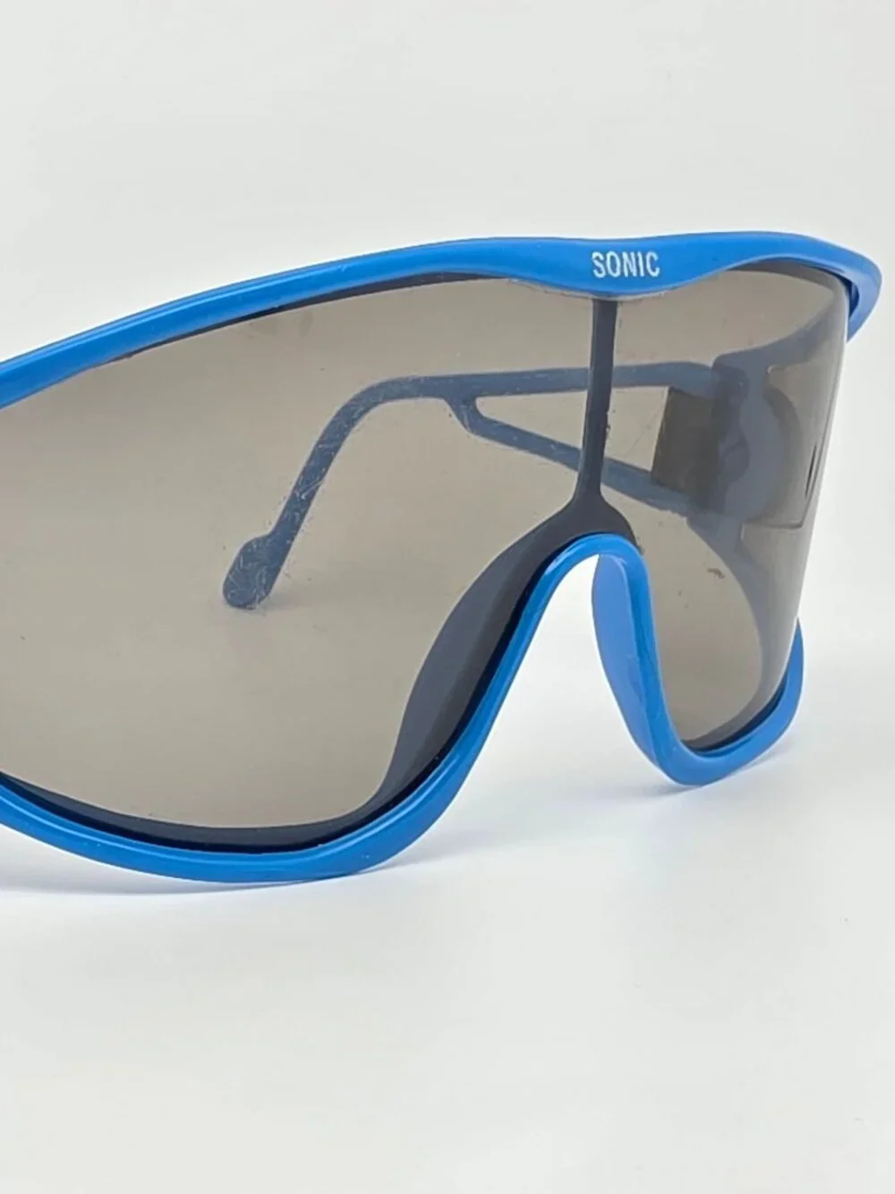 Sonic Macho Man Blue Frame Polarized Grey Lens Randy Savage Shield Sunglasses